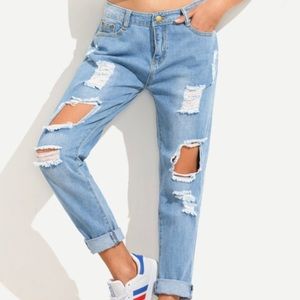 Ripped boyfriend jeans